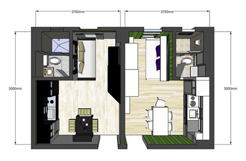 nha013 Ngôi nhà chỉ với diện tích 20m2 những có thiết kế thông minh và tiện nghi