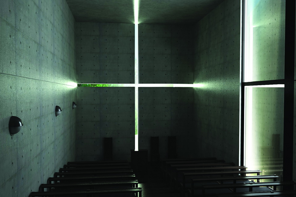 Tadao Ando 1 Nha tho anh sang resize Thiết kế trần bê tông đẹp và độc đáo
